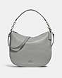 COACH®,ELLE HOBO,Leather,Silver/Heather Grey,Front View