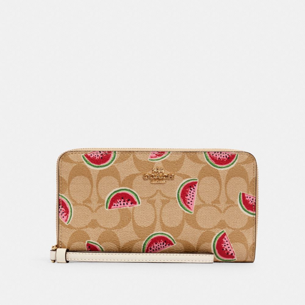 Large Phone Wallet In Signature Canvas With Watermelon Print