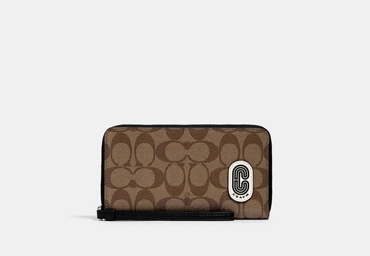 Large Phone Wallet In Signature Canvas With Coach Patch