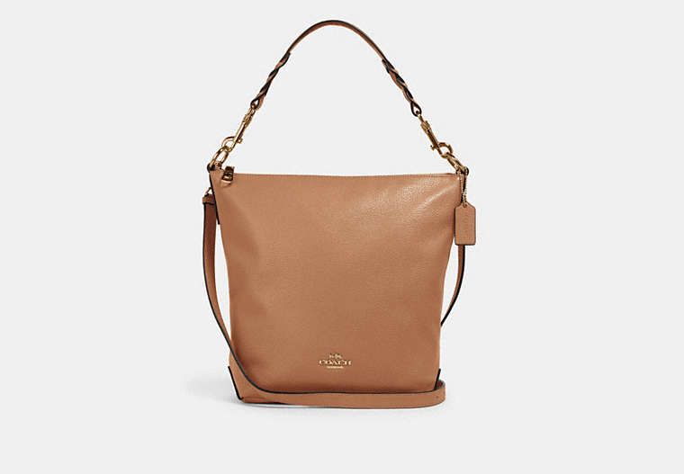 COACH®,ABBY DUFFLE,Leather,Large,Gold/Taupe,Front View