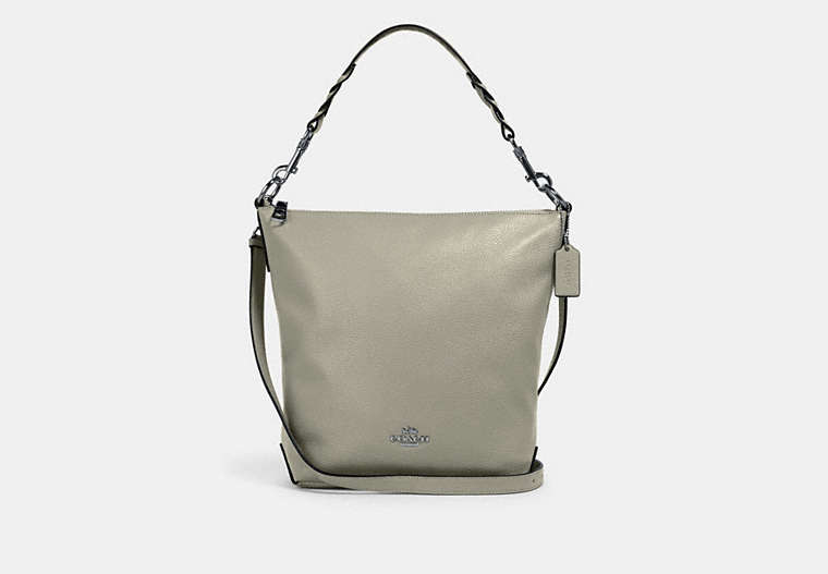 COACH®,ABBY DUFFLE,Leather,Large,Silver/PALE GREEN,Front View