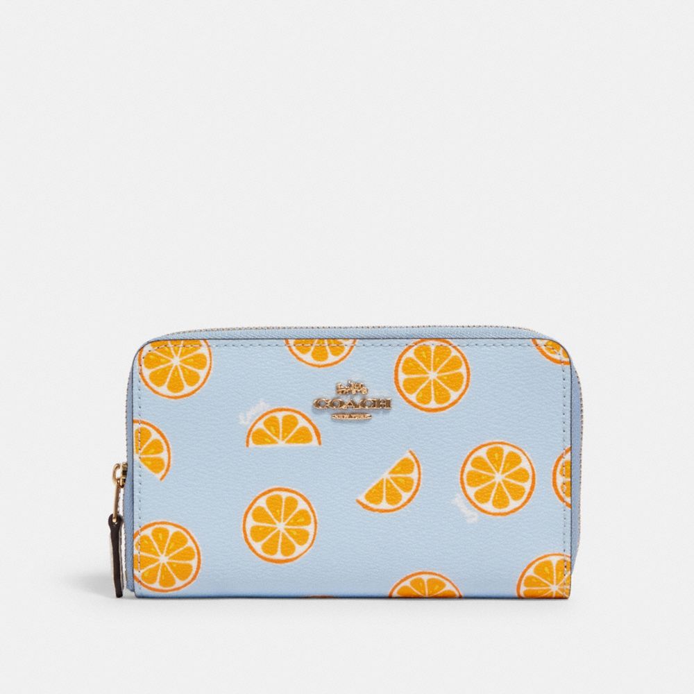 Coach Outlet Wavy Zip Card Case with Keyring - Orange