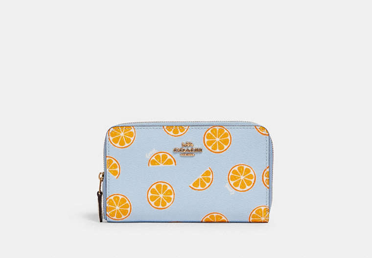 Medium Zip Around Wallet With Orange Print