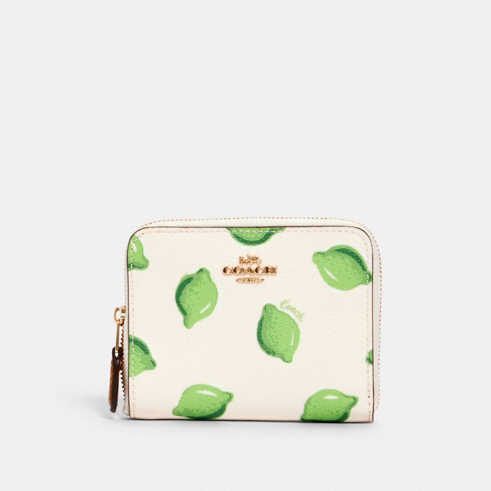 Small Zip Around Wallet With Lime Print