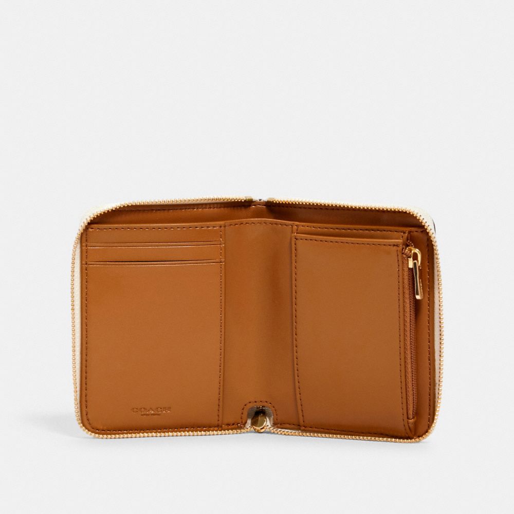 COACH®,PETIT PORTEFEUILLE À ZIP-CONTOUR AVEC IMPRIMÉ LIME,PVC,IM/Craie Vert Multi,Inside View,Top View