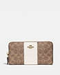 COACH®,ACCORDION ZIP WALLET IN COLORBLOCK SIGNATURE CANVAS,Coated Canvas,Mini,Brass/Tan/Chalk,Front View
