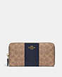 COACH®,ACCORDION ZIP WALLET IN COLORBLOCK SIGNATURE CANVAS,Coated Canvas,Mini,Brass/Tan/Ink,Front View