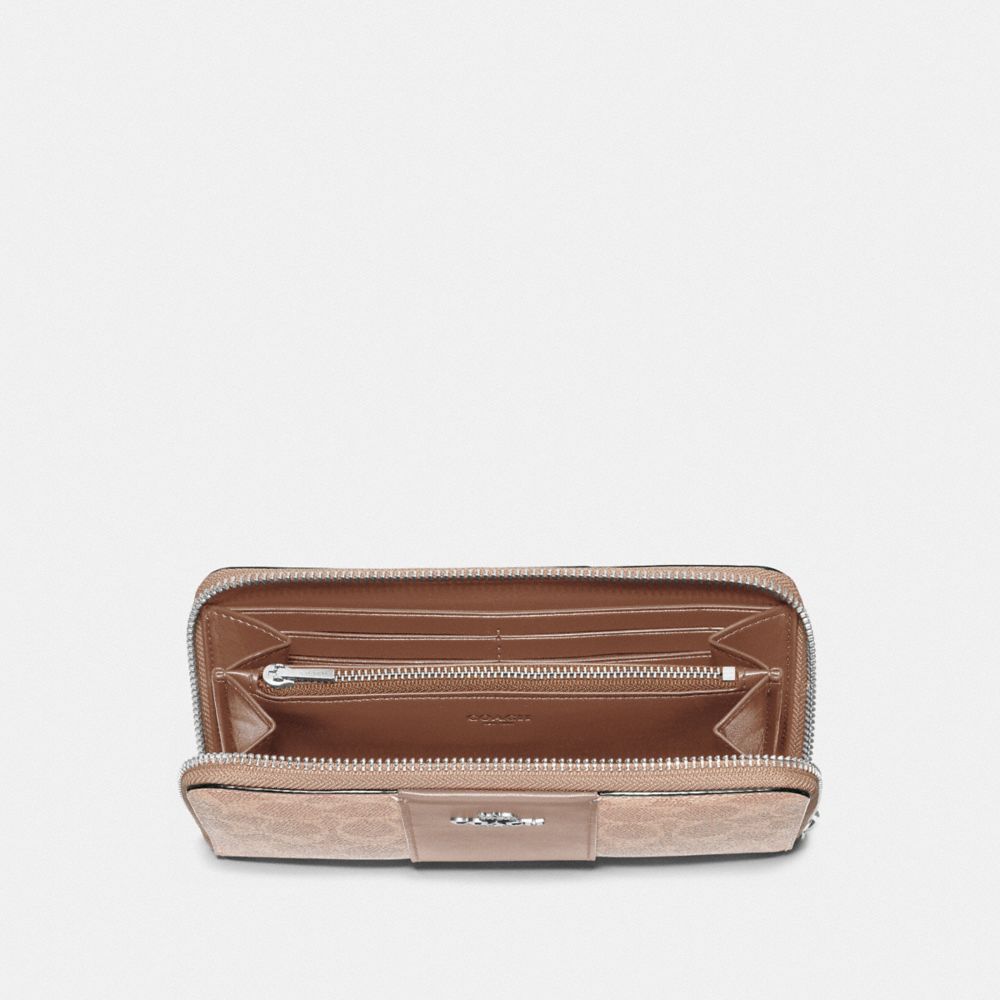 COACH®,ACCORDION ZIP WALLET IN COLORBLOCK SIGNATURE CANVAS,Mini,Light Antique Nickel/Sand Taupe,Inside View,Top View