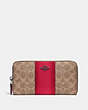 COACH®,ACCORDION ZIP WALLET IN COLORBLOCK SIGNATURE CANVAS,Coated Canvas,Mini,Pewter/Tan Red Apple,Front View