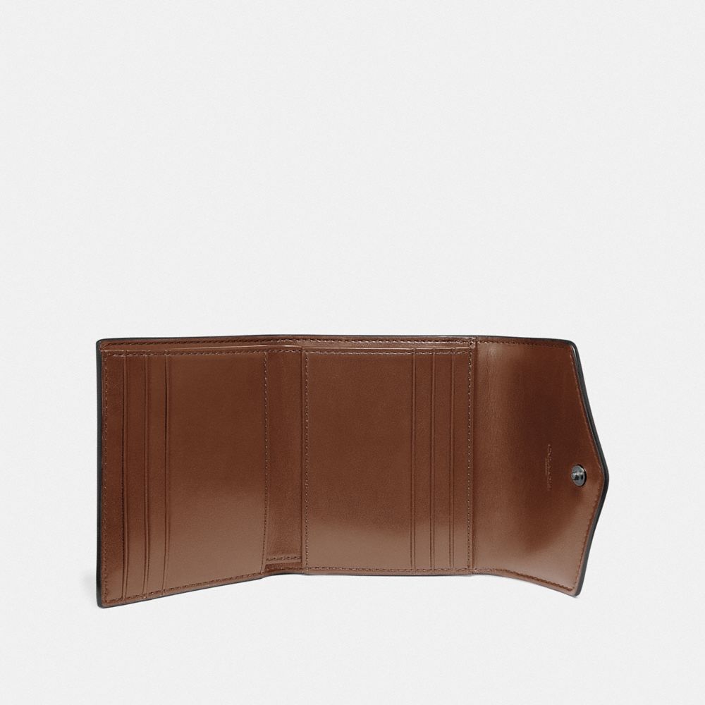 COACH®,PETIT PORTEFEUILLE EN TOILE COLORBLOCK SIGNATURE,pvc,Nickel Patiné Pâle/Sable/Taupe,Inside View,Top View