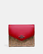 COACH®,SMALL WALLET IN COLORBLOCK SIGNATURE CANVAS,pvc,Pewter/Tan Red Apple,Front View