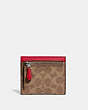 COACH®,SMALL WALLET IN COLORBLOCK SIGNATURE CANVAS,pvc,Pewter/Tan Red Apple,Back View