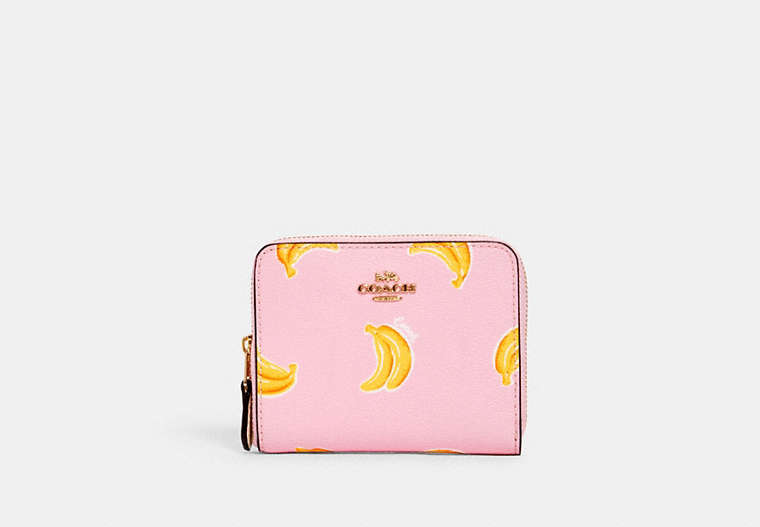 Petit portefeuille à zip-contour avec imprimé Banane