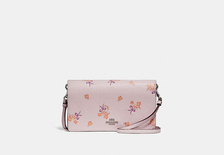 Hayden Foldover Crossbody Clutch With Floral Bow Print