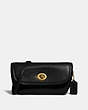 COACH®,TURNLOCK FLARE BELT BAG,Leather,Mini,Brass/Black,Front View