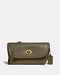 COACH®,TURNLOCK FLARE BELT BAG,Leather,Mini,Brass/Washed Utility,Front View