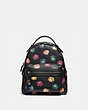COACH®,CAMPUS BACKPACK 23 WITH RAINBOW ROSE PRINT,Leather,Medium,Gunmetal/Black Multi,Front View