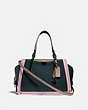 COACH®,DREAMER IN COLORBLOCK,Leather,Medium,Pewter/Pine Green Aurora Multi,Front View
