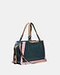 COACH®,DREAMER IN COLORBLOCK,Leather,Medium,Pewter/Pine Green Aurora Multi,Angle View