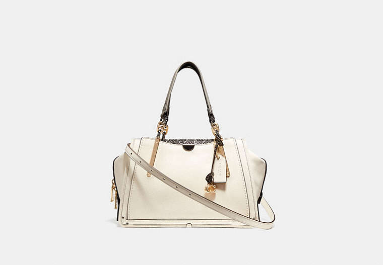 COACH®,DREAMER WITH SNAKESKIN DETAIL,Leather,Medium,Chalk/Light Gold,Front View