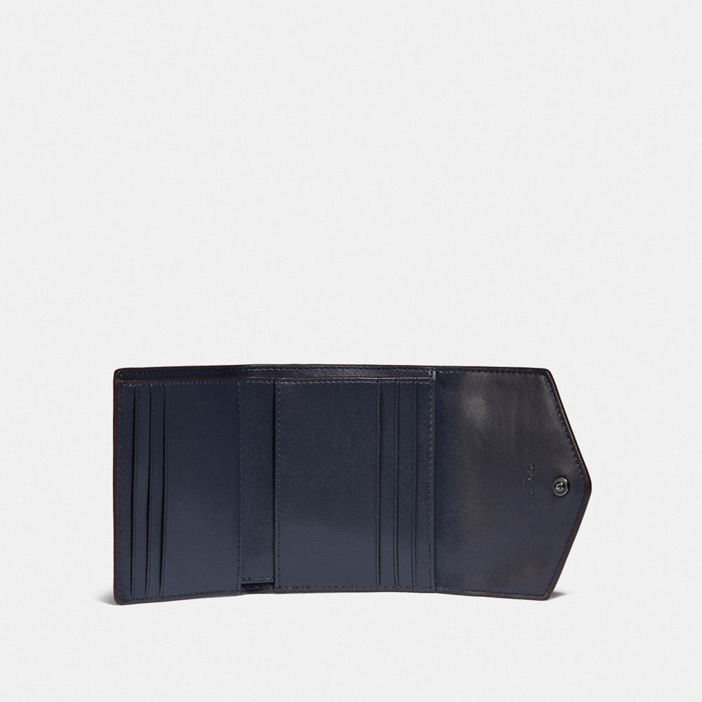 COACH®,PETIT PORTEFEUILLE À IMPRIMÉ FLORAL DES CHAMPS,Cuir galet,Étain/Rose foncé,Inside View,Top View