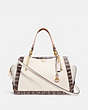COACH®,DREAMER 36 IN COLORBLOCK WITH SNAKESKIN DETAIL,Leather,Large,Light Gold/Chalk Multi,Front View
