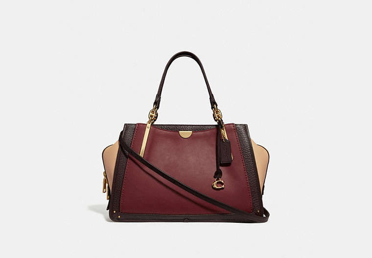 COACH®,DREAMER 36 IN COLORBLOCK,Smooth Leather/Embossed Leather/Suede,Large,LI/Wine Multi,Front View image number 0