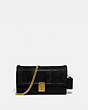 COACH®,HUTTON CLUTCH IN SNAKESKIN,Leather,Small,Brass/Black,Front View