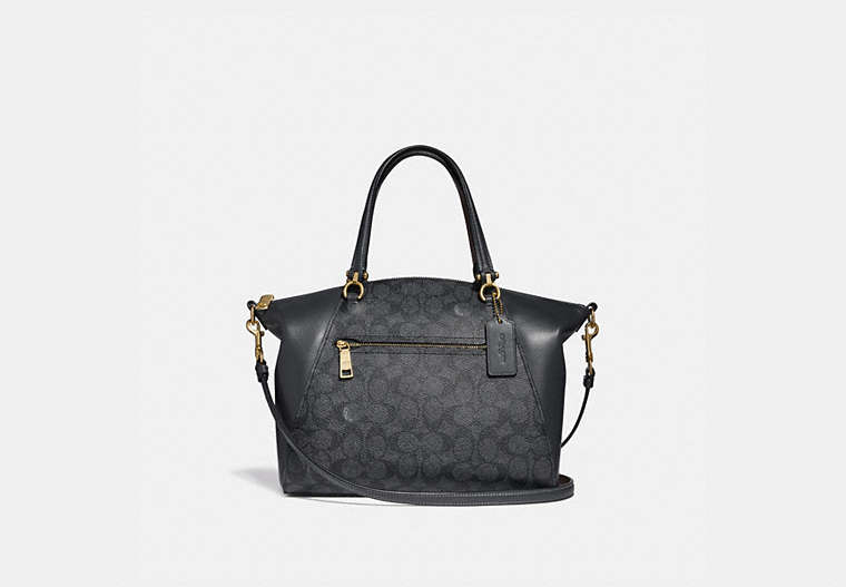 COACH®,PRAIRIE SATCHEL IN SIGNATURE CANVAS,Coated Canvas,Medium,Charcoal/Midnight Navy/Light Gold,Front View