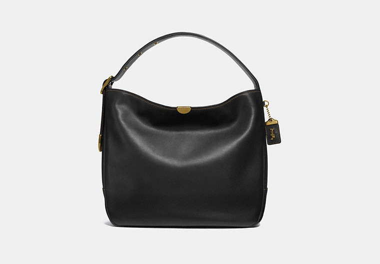 COACH®,BEDFORD HOBO,Leather,Large,Brass/Black,Front View