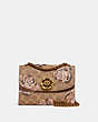 COACH®,PARKER 18 IN EMBELLISHED SIGNATURE ROSE PRINT,Coated Canvas,Small,Brass/Tan/Chalk,Front View