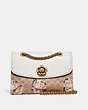 COACH®,PARKER IN EMBELLISHED SIGNATURE ROSE PRINT,Leather,Medium,Brass/Tan/Chalk,Front View