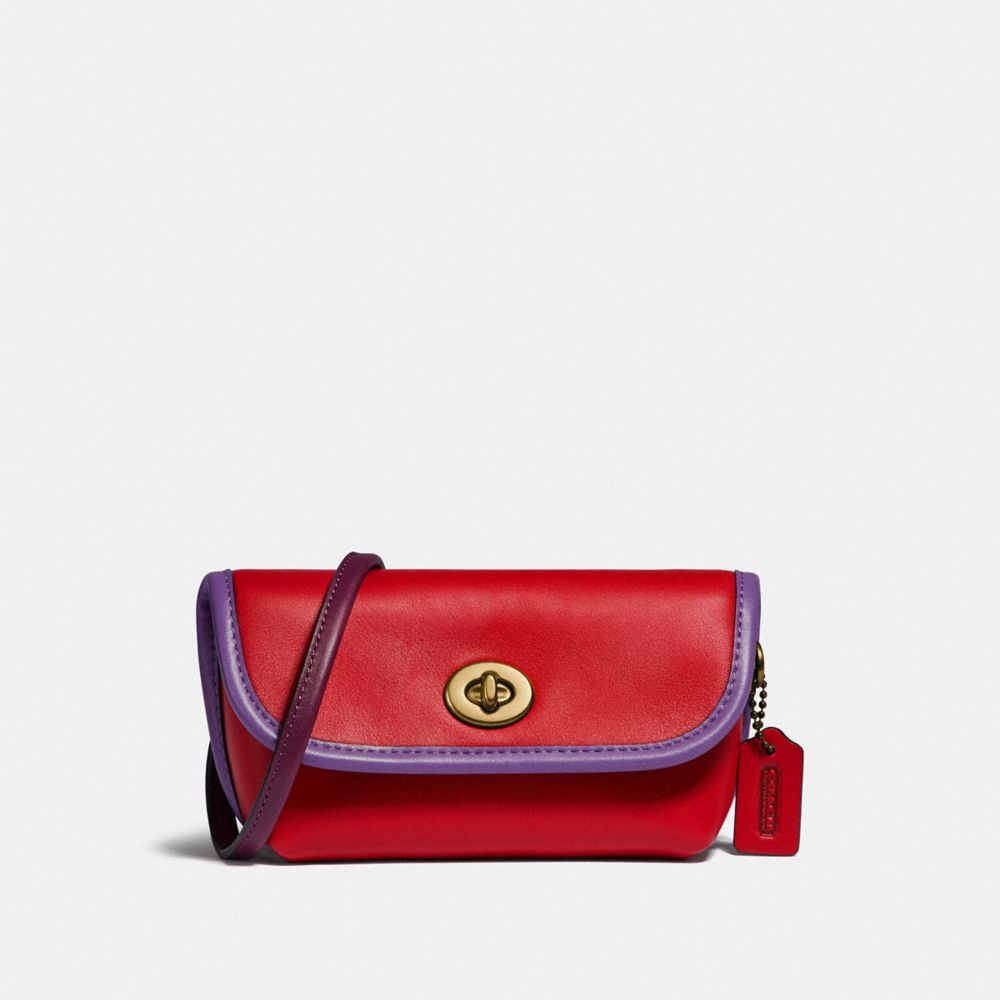 COACH Turnlock Card Pouch In Glovetanned Leather in Red