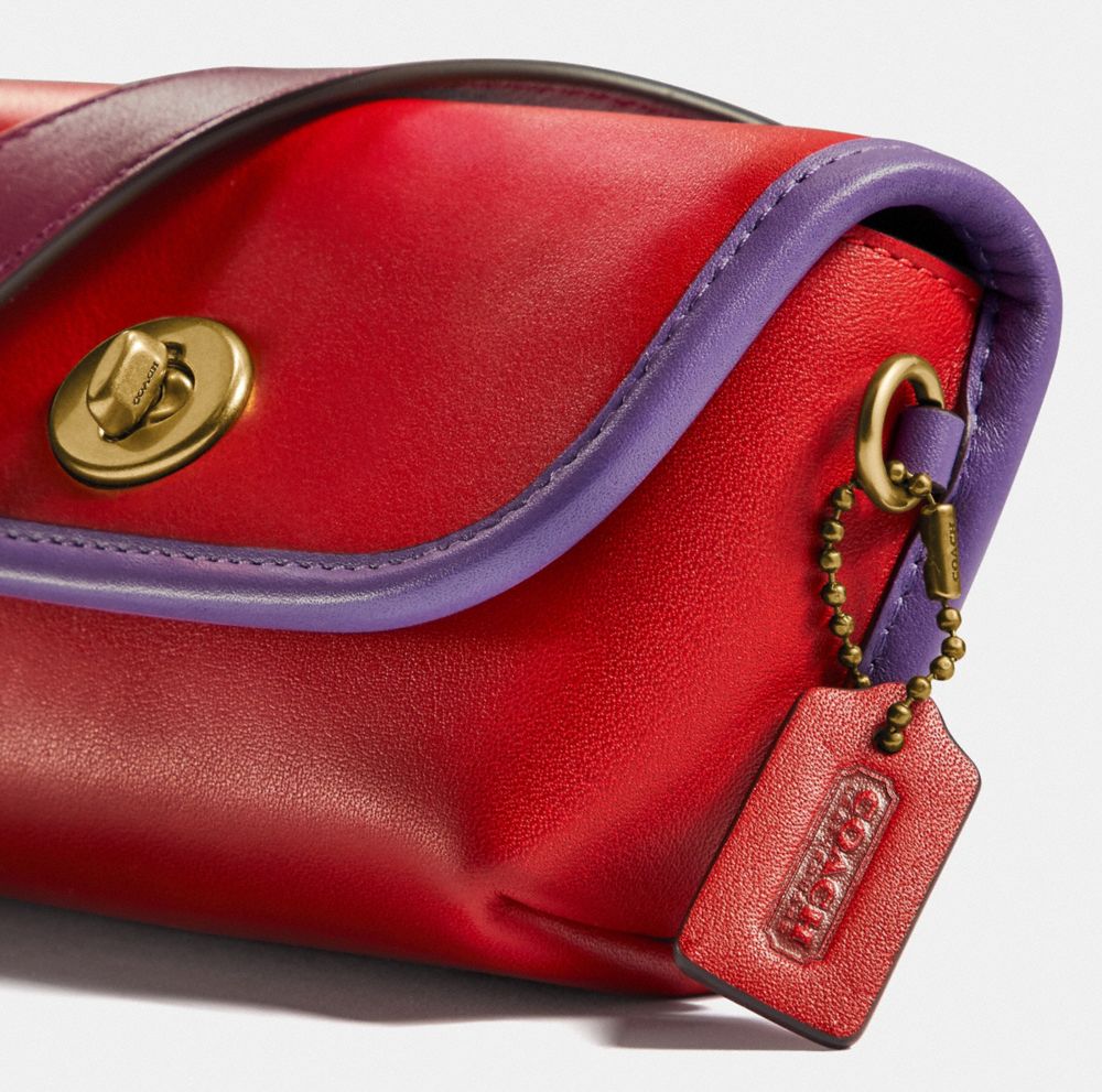 COACH Turnlock Card Pouch In Glovetanned Leather in Red