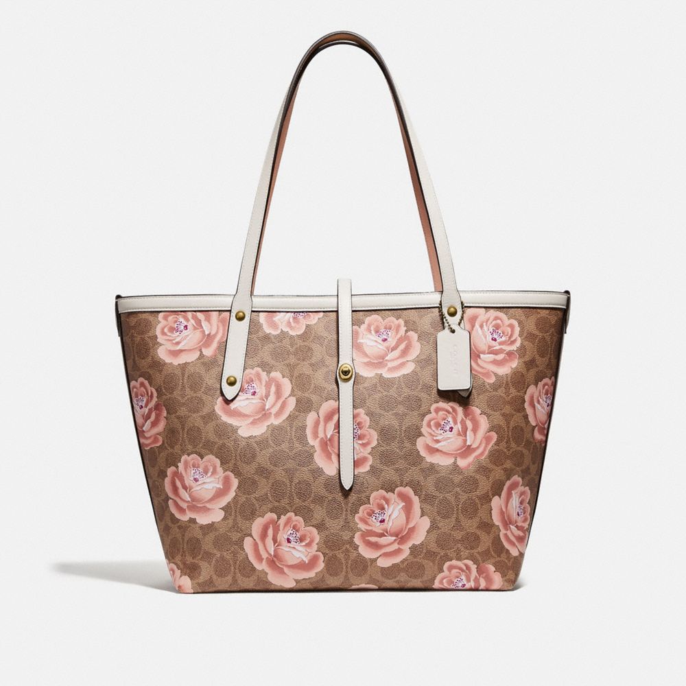 Rose print coach outlet bag