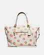 COACH®,PRAIRIE SATCHEL WITH ROSE PRINT,Leather,Medium,Chalk/Light Gold,Front View