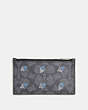 COACH®,ZIP CARD CASE IN SIGNATURE CANVAS WITH DOT DIAMOND PRINT,Mixed Material,Charcoal,Back View