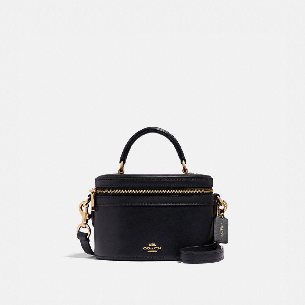 COACH®,TRAIL BAG,Leather,Small,Gold/Black,Front View image number 0