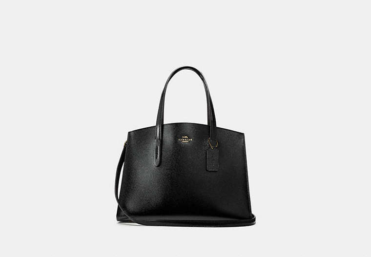 COACH®,CHARLIE CARRYALL,Leather,Large,Light Gold/Black,Front View