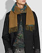 COACH®,REXY AND CARRIAGE CASHMERE SCARF,cashmere,Navy/Amber,Angle View