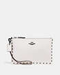 COACH®,SMALL WRISTLET WITH RIVETS,Leather,Black Copper/Chalk,Front View