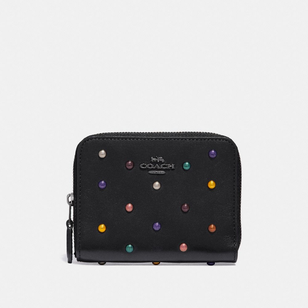 Small Zip Around Wallet With Rainbow Rivets