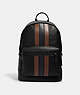 COACH®,WEST BACKPACK WITH VARSITY STRIPE,Leather,X-Large,Gunmetal/Black Saddle/Midnight,Front View