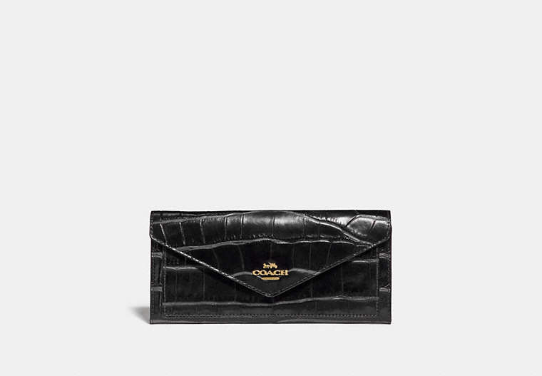 COACH®,SOFT WALLET,Leather,Gold/Black,Front View