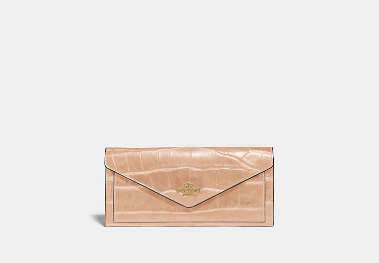 COACH®,SOFT WALLET,Leather,Gold/Beechwood,Front View