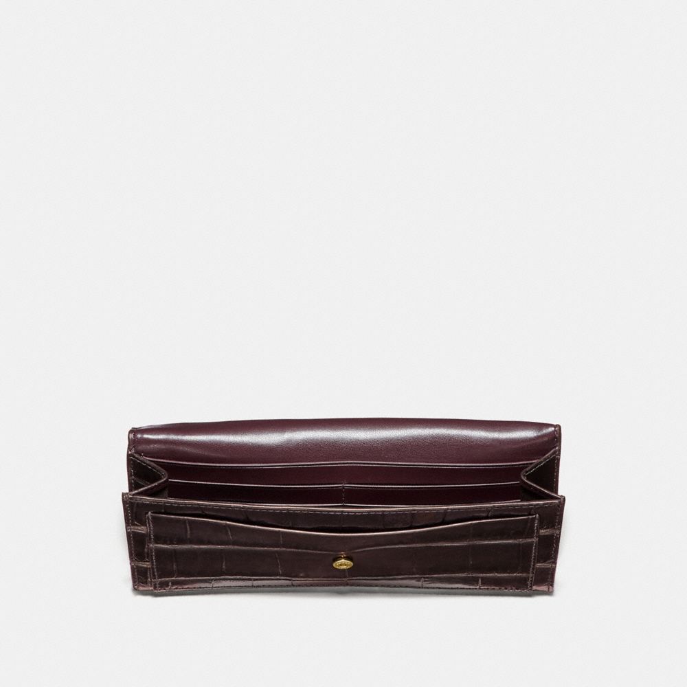 COACH®,SOFT WALLET,Leather,Light Gold/Plum,Inside View,Top View