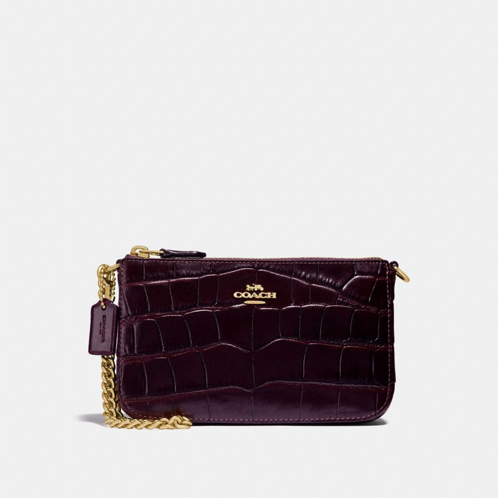 COACH®,NOLITA WRISTLET 19,Leather,Light Gold/Plum,Front View