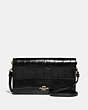 COACH®,HAYDEN FOLDOVER CROSSBODY CLUTCH,Leather,Mini,Light Gold/Black,Front View