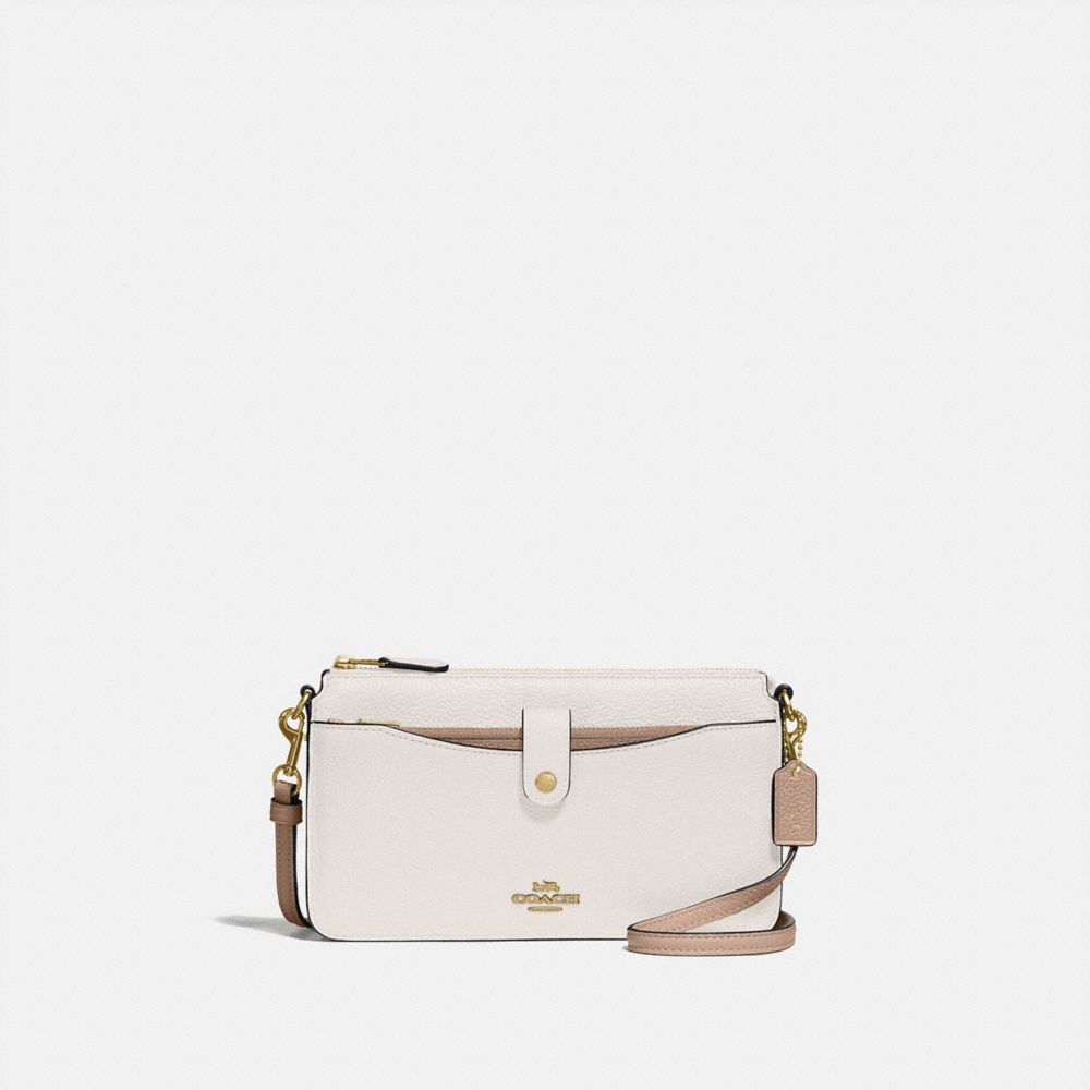 COACH®,NOA POP-UP MESSENGER EN COLORBLOCK,Cuir,Laiton/Taupe craie multi,Front View