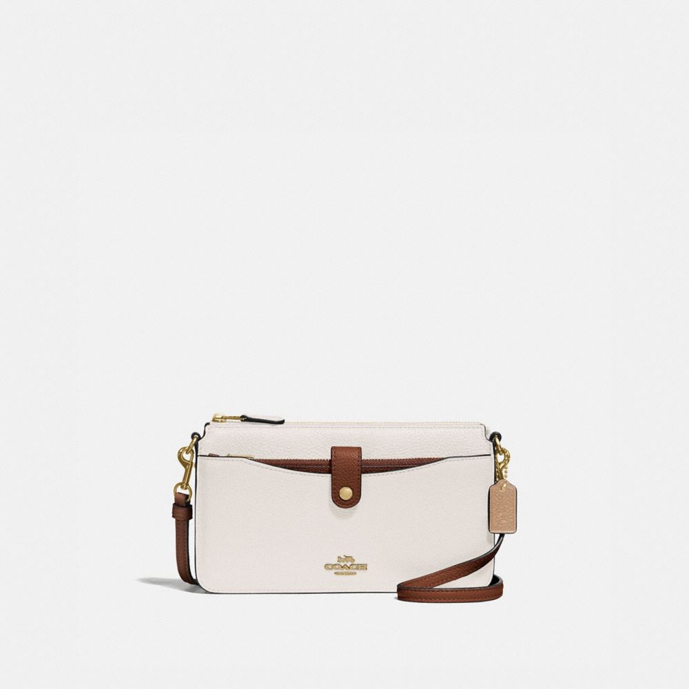 COACH®,NOA POP-UP MESSENGER IN COLORBLOCK,Leather,Mini,Gold/Chalk Multi,Front View